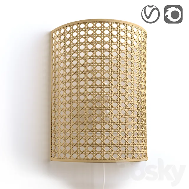 Wicker rattan wall lamp DOLKIE 3D Model