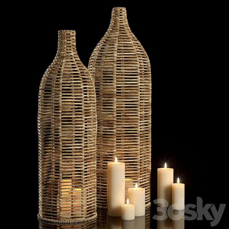 Wicker vases 3D Model Free Download
