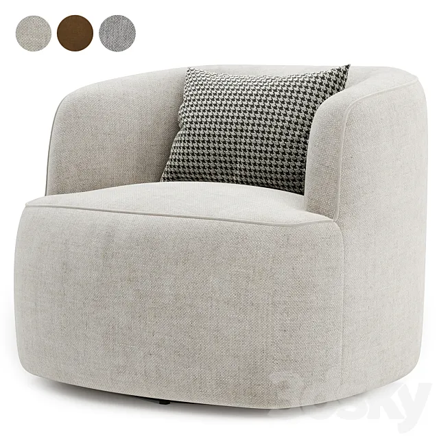 Wide Boucle Upholstered Swivel Armchair 3D Model Wide Boucle Upholstered Swivel Armchair 3D Model