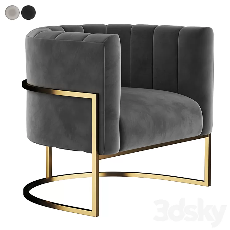 Wide Velvet Armchair 3D Model Wide Velvet Armchair 3D Model