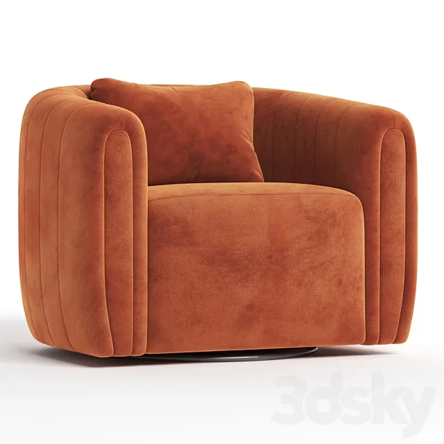 Wide Velvet Swivel Barrel Chair 3D Model Wide Velvet Swivel Barrel Chair 3D Model