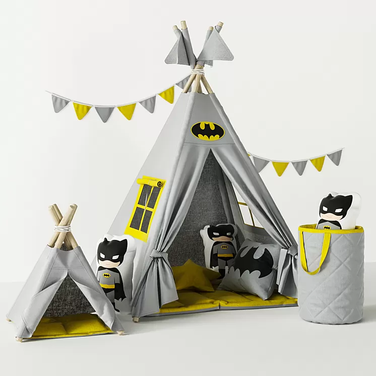 Wigwam Batman with cushions and basket 3D Model