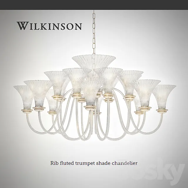 Wilkinson-plc_Rib fluted trumpet shade chandelier 3D Model Wilkinson-plc_Rib fluted trumpet shade chandelier 3D Model