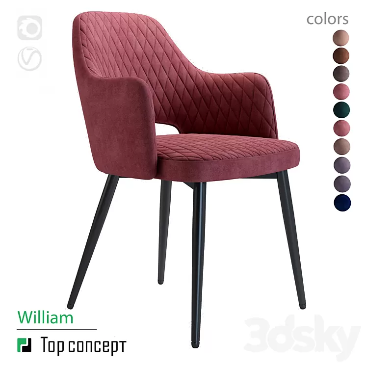 William chair with armrests (rhombus) 3D Model William chair with armrests (rhombus) 3D Model