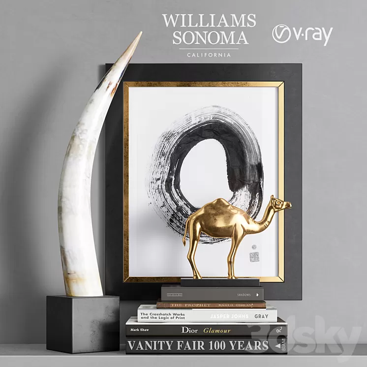 William Sonoma – Yak Horn On Black Stand 3D Model