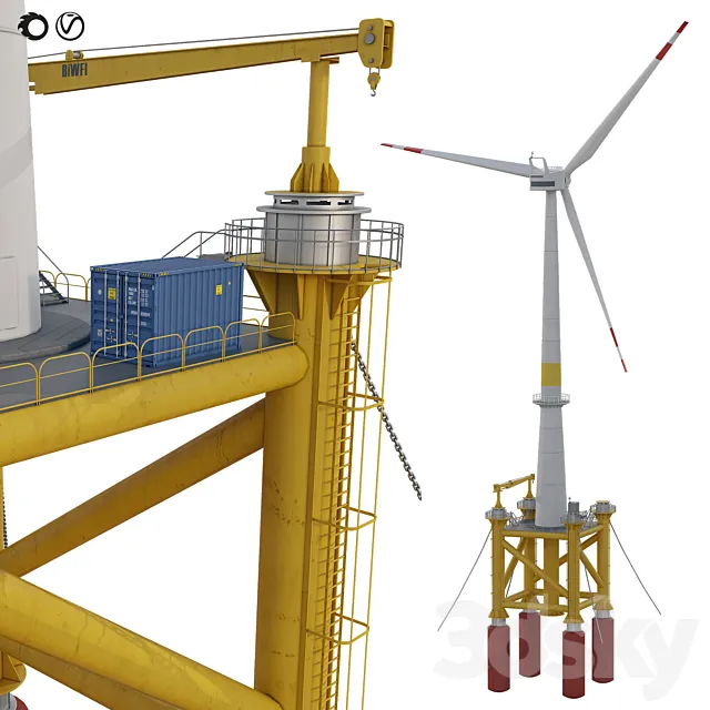 Wind generator industrial marine 3D Model