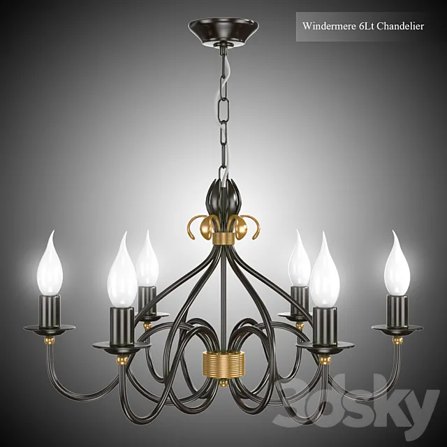 Windermere 6Lt Chandelier 3D Model Windermere 6Lt Chandelier 3D Model