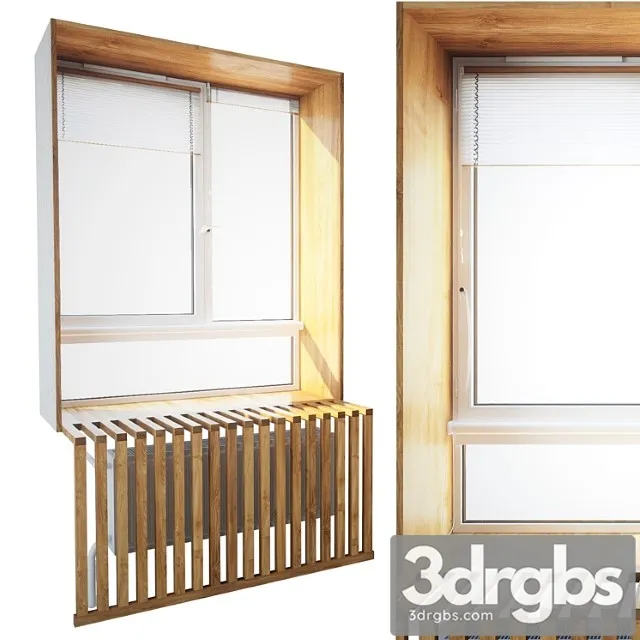 Window with wooden slopes 3D Model Download