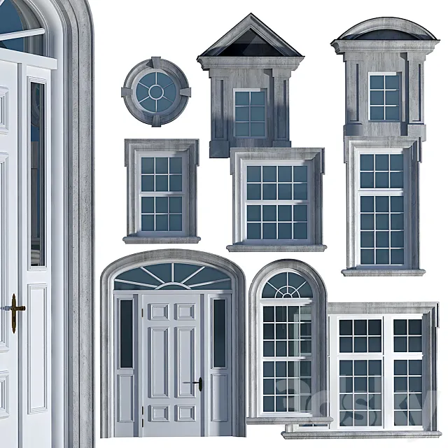 Windows and doors in the British classical style 3D Model