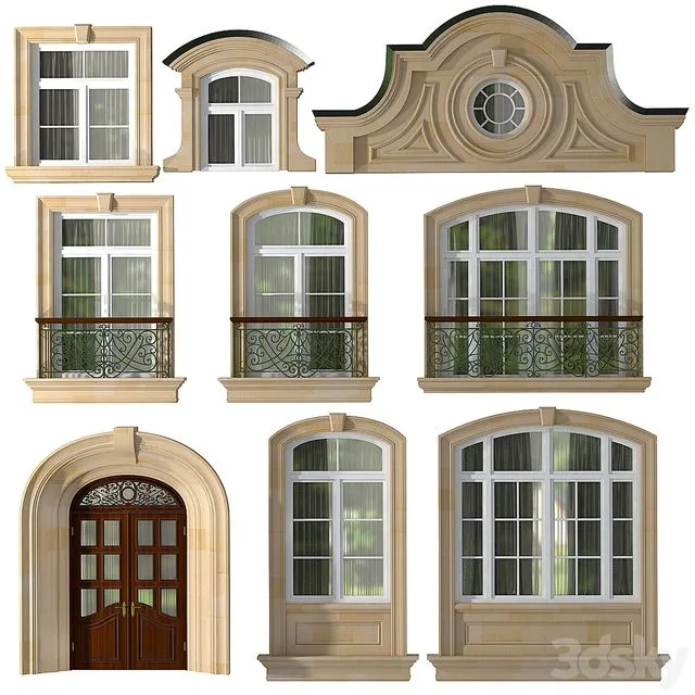 Windows and doors in the style of modern classics 3D Model