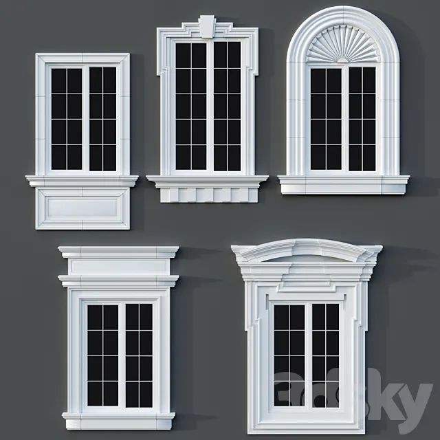 Windows in the style of modern classics 01 3D Model