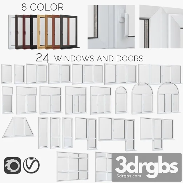 Windows PVC Doors 3D Model Download
