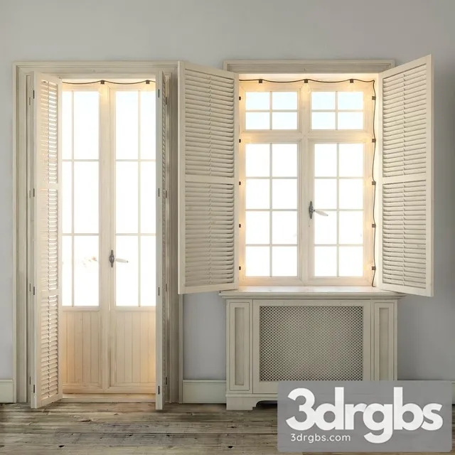 Windows with shutters and Backlighting 3D Model Download