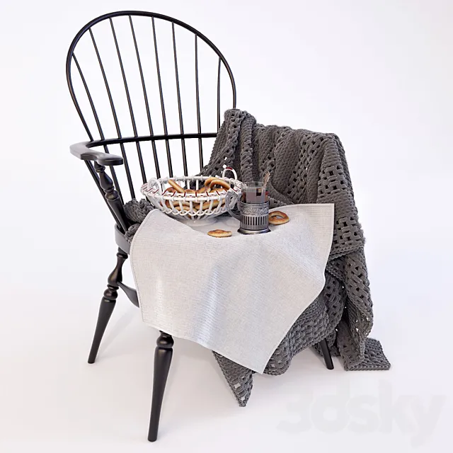 Windson chair with plaid 3DModel