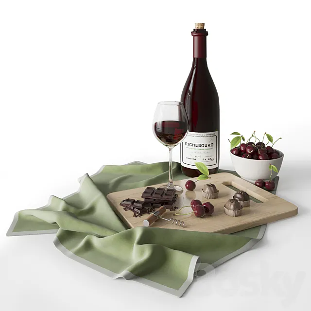 Wine and chocolate 3D Model