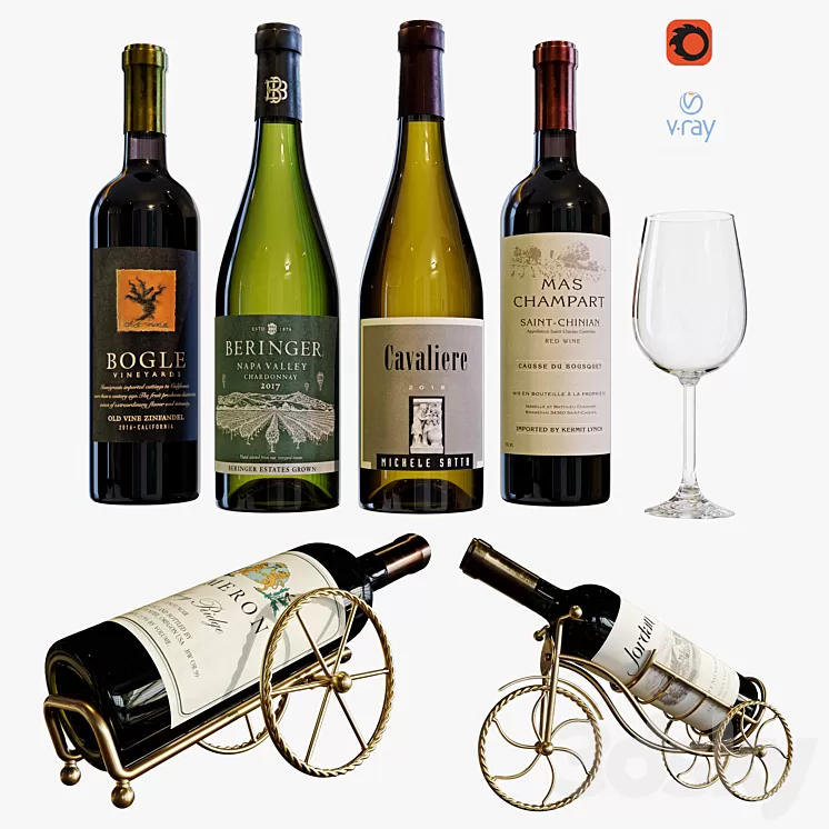 wine bottle set 13 3D Model Free Download