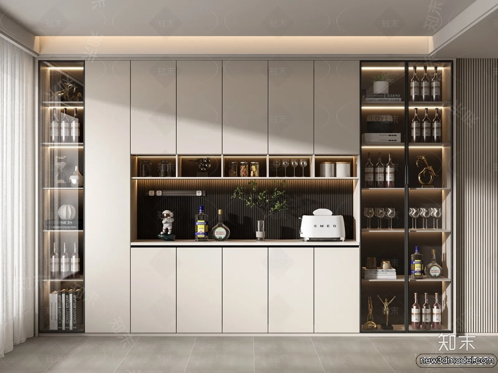 Wine Cabinet 3D Models – 3D Furniture for Interior Design – 076