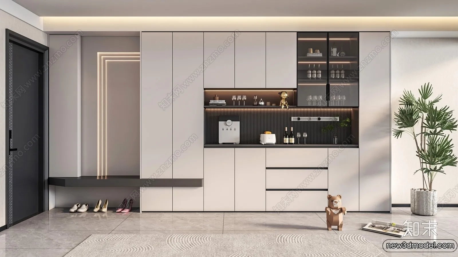 Wine Cabinet 3D Models – 3D Furniture for Interior Design – 082