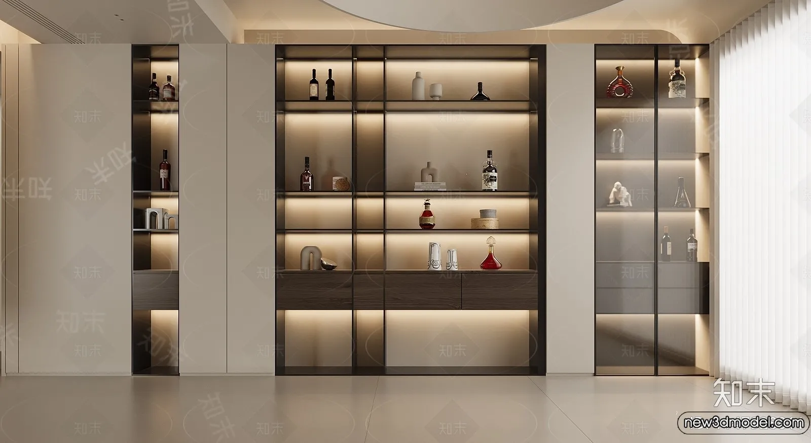 Wine Cabinet 3D Models – 3D Furniture for Interior Design – 083
