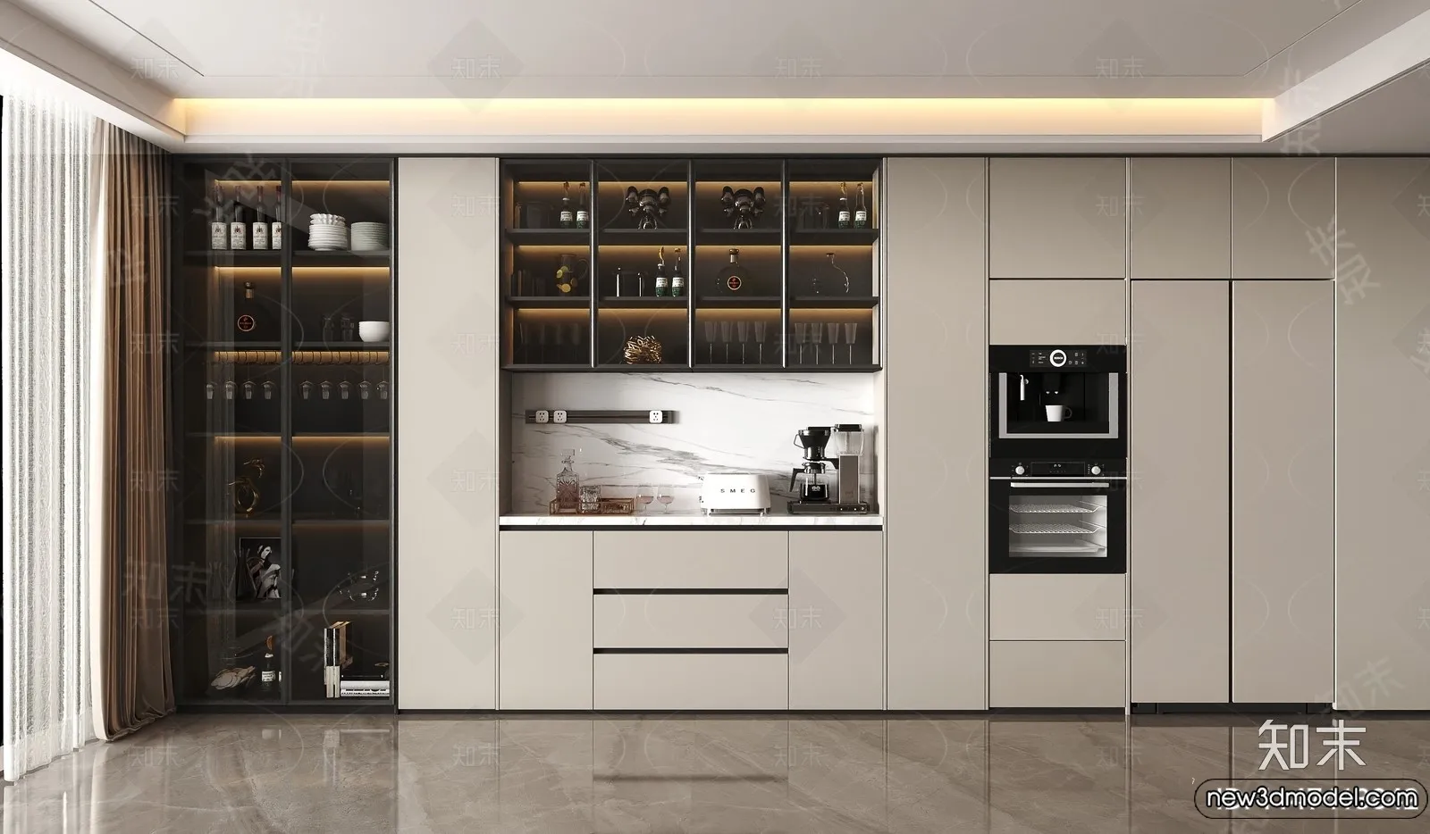 Wine Cabinet 3D Models – 3D Furniture for Interior Design – 085