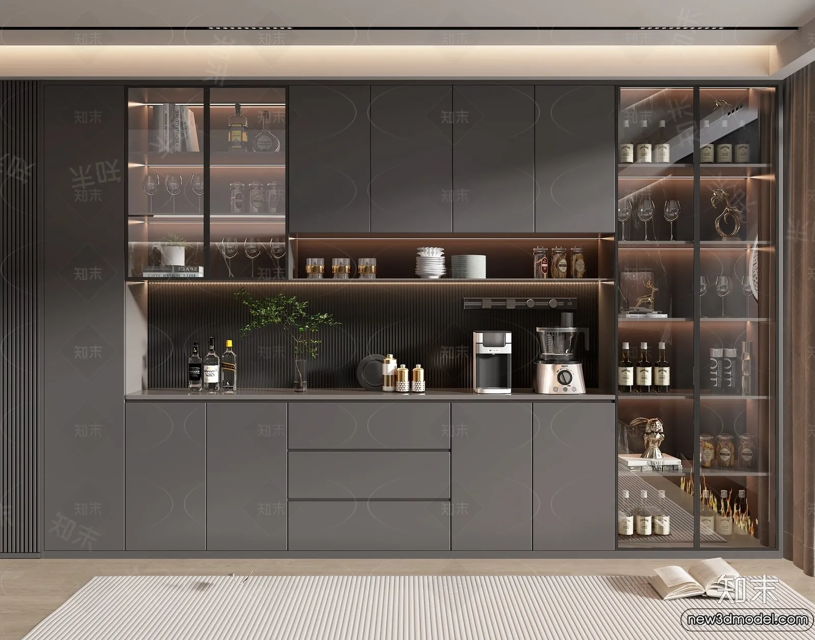 Wine Cabinet 3D Models – 3D Furniture for Interior Design – 088