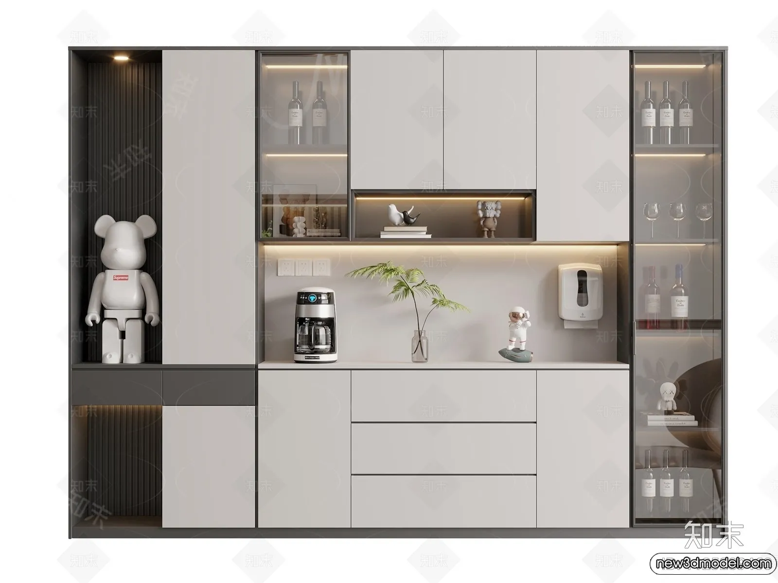 Wine Cabinet 3D Models – 3D Furniture for Interior Design – 095