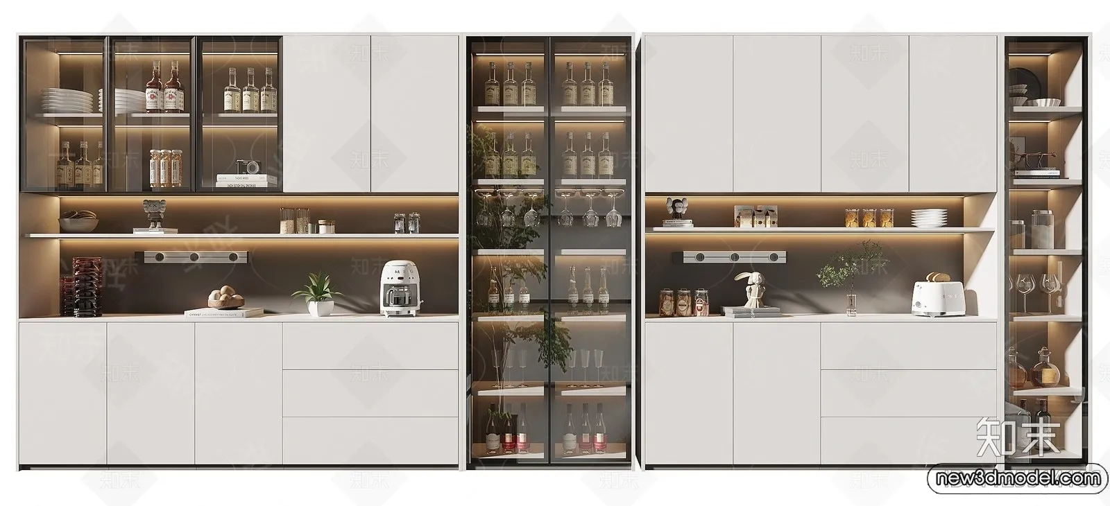 Wine Cabinet 3D Models – 3D Furniture for Interior Design – 098