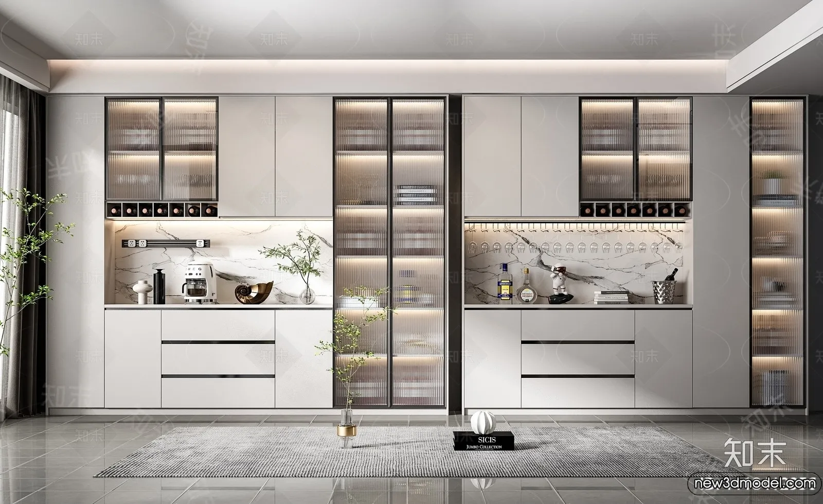 Wine Cabinet 3D Models – 3D Furniture for Interior Design – 099