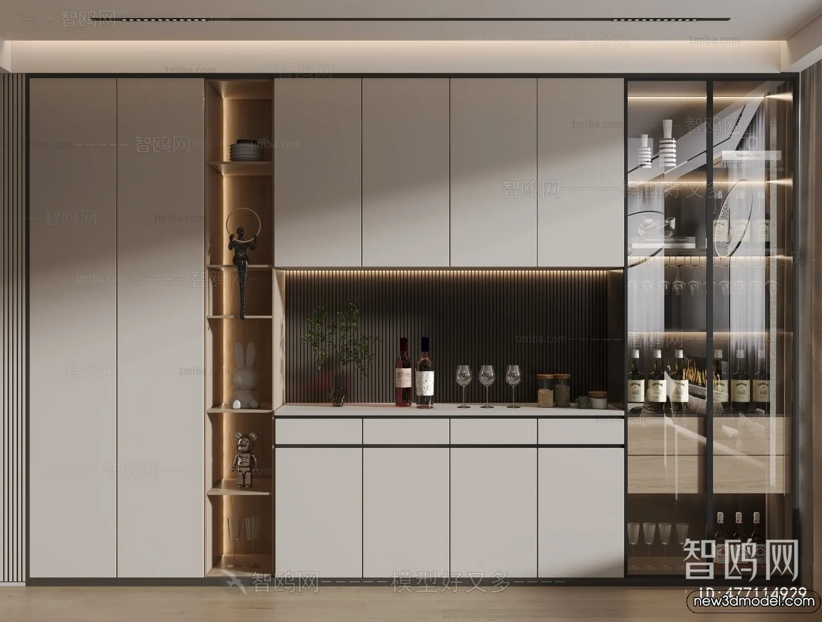 Wine Cabinet 3D Models – 3D Furniture for Interior Design – 100