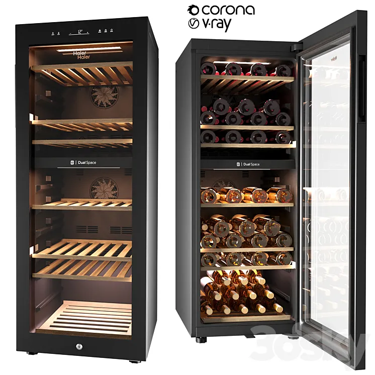 Wine cabinet (refrigerator) Haier FWC77GDAU1 3D Model Free Download