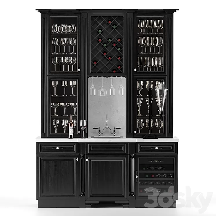 Wine cabinet with sink 3D Model