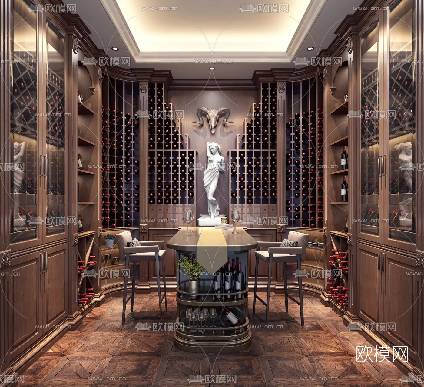 Wine Cellar 3D Model – Wine Cabinet – 003 – VRAY Render