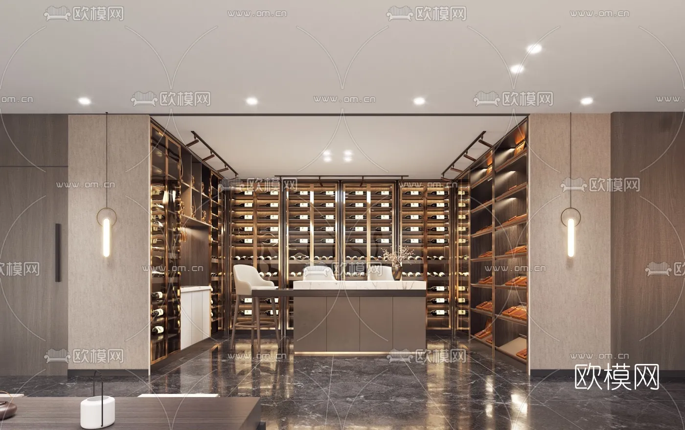 Wine Cellar 3D Model – Wine Cabinet – 004 – VRAY Render