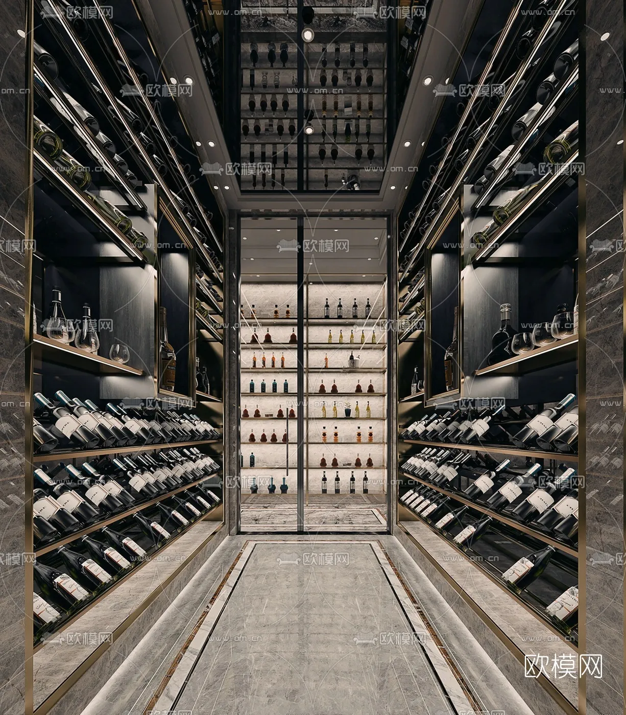 Wine Cellar 3D Model – Wine Cabinet – 005 – VRAY Render