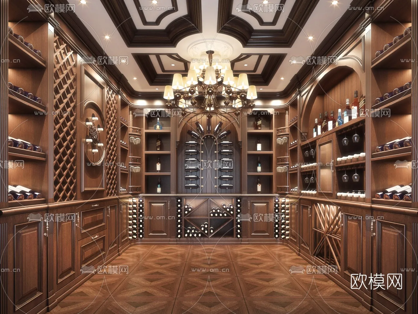Wine Cellar 3D Model – Wine Cabinet – 006 – VRAY Render