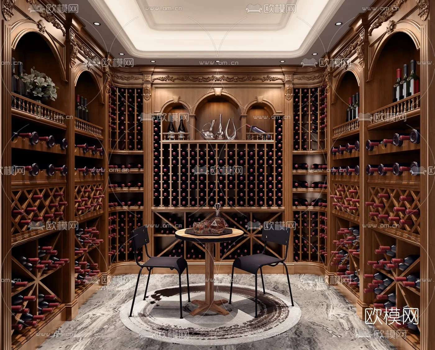 Wine Cellar 3D Model – Wine Cabinet – 008 – VRAY Render