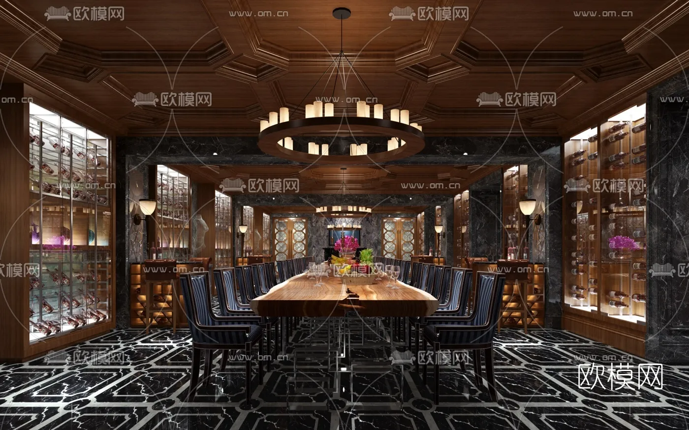 Wine Cellar 3D Model – Wine Cabinet – 010 – VRAY Render