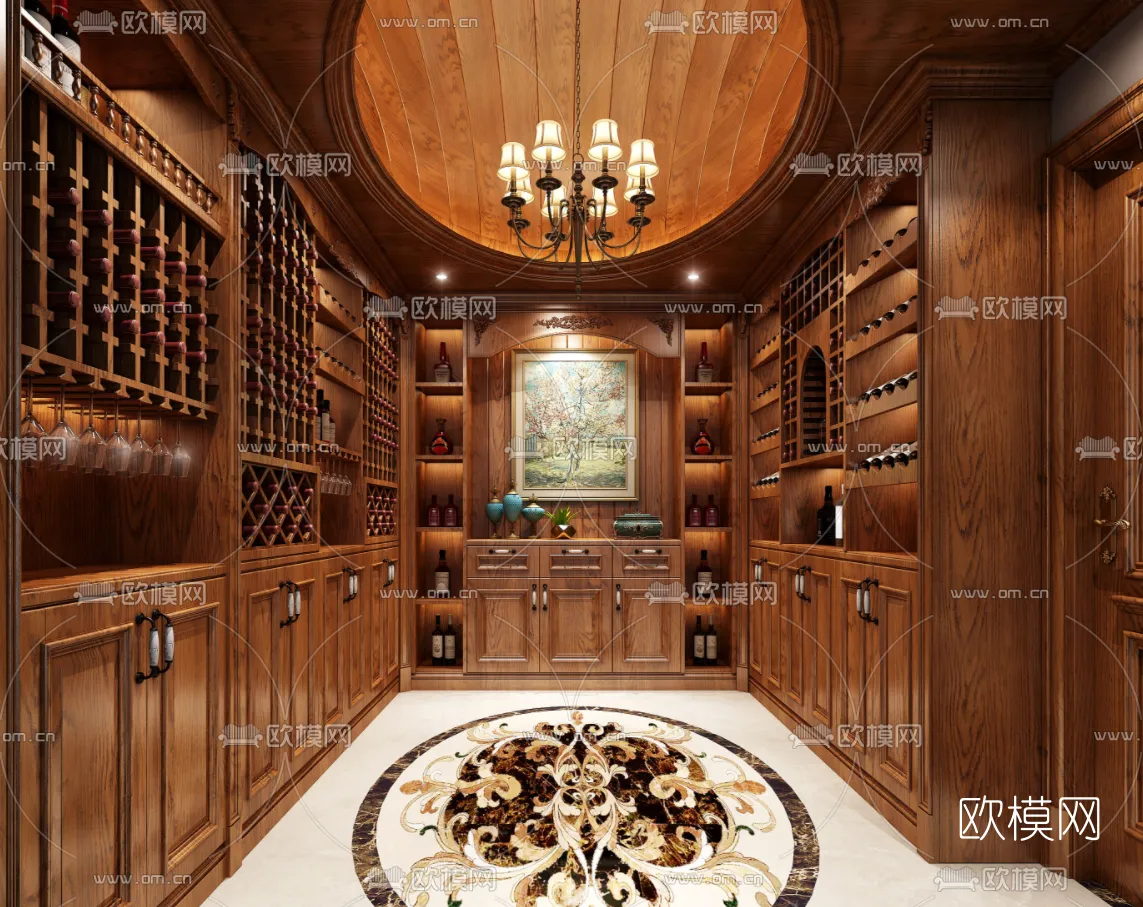 Wine Cellar 3D Model – Wine Cabinet – 011 – VRAY Render