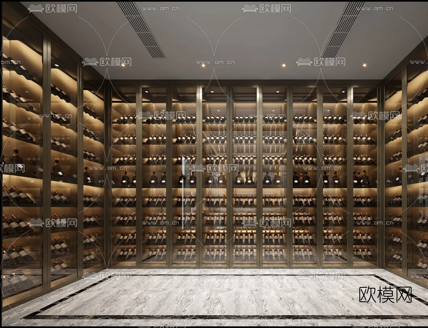Wine Cellar 3D Model – Wine Cabinet – 012 – VRAY Render