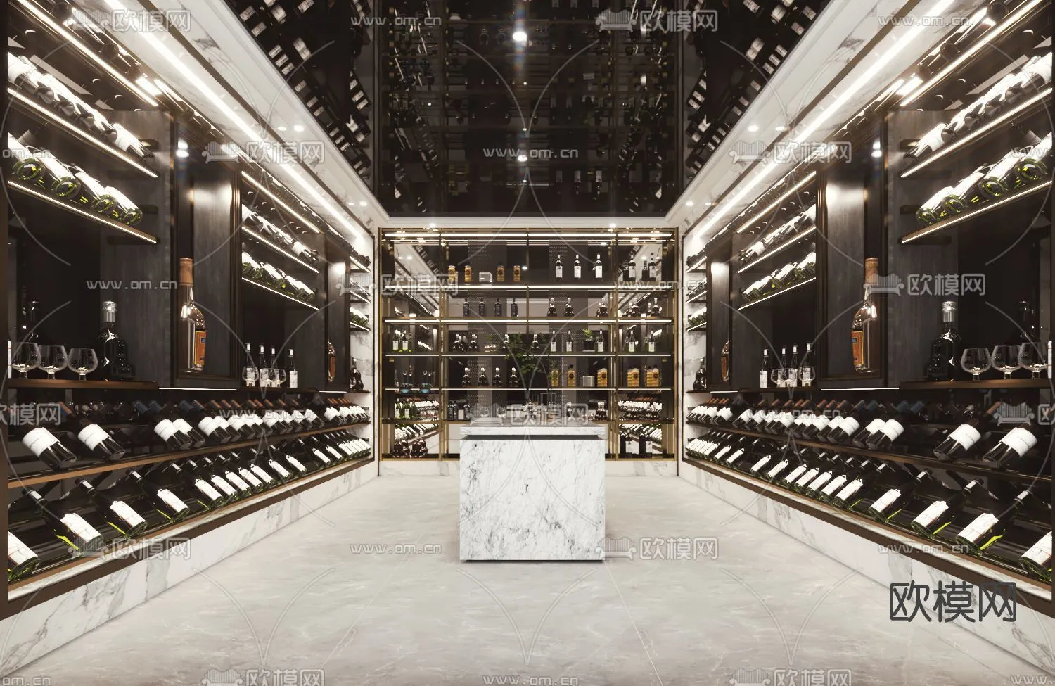 Wine Cellar 3D Model – Wine Cabinet – 014 – VRAY Render