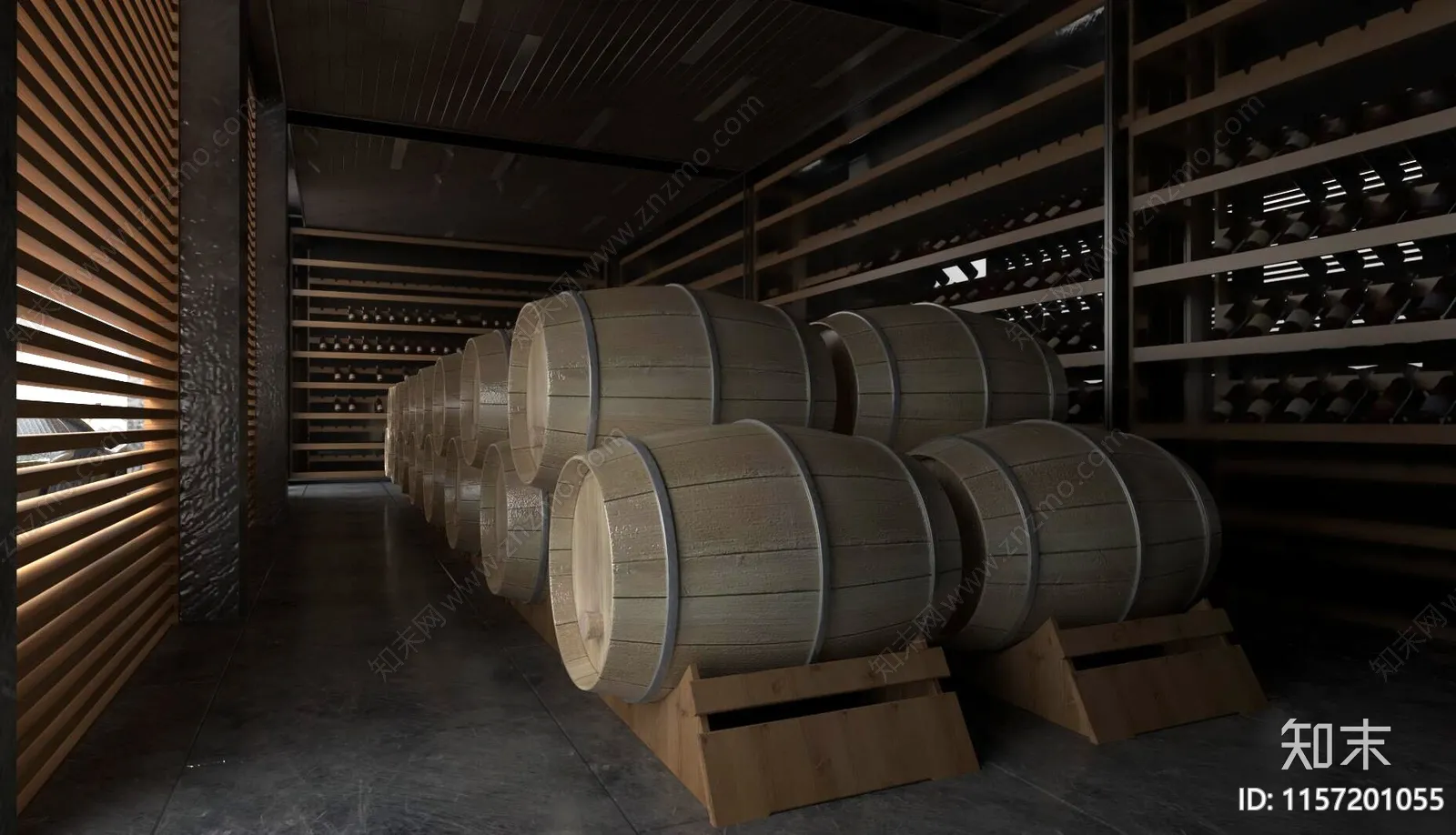 Wine Cellar 3D Model – Wine Cabinet – 015 – VRAY Render