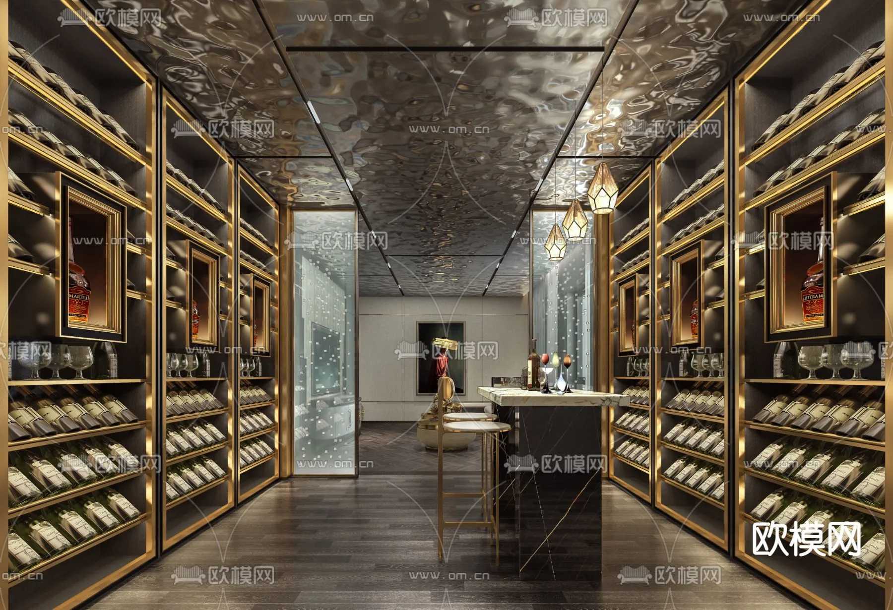 Wine Cellar 3D Model – Wine Cabinet – 017 – VRAY Render