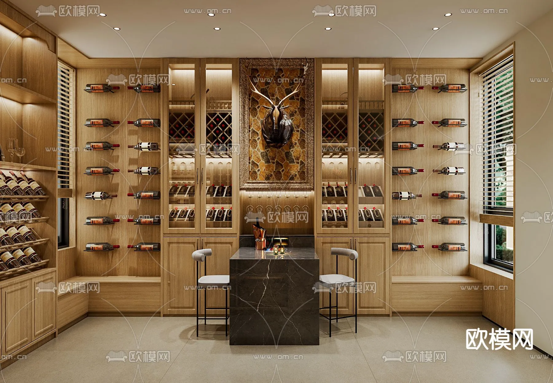 Wine Cellar 3D Model – Wine Cabinet – 019 – VRAY Render
