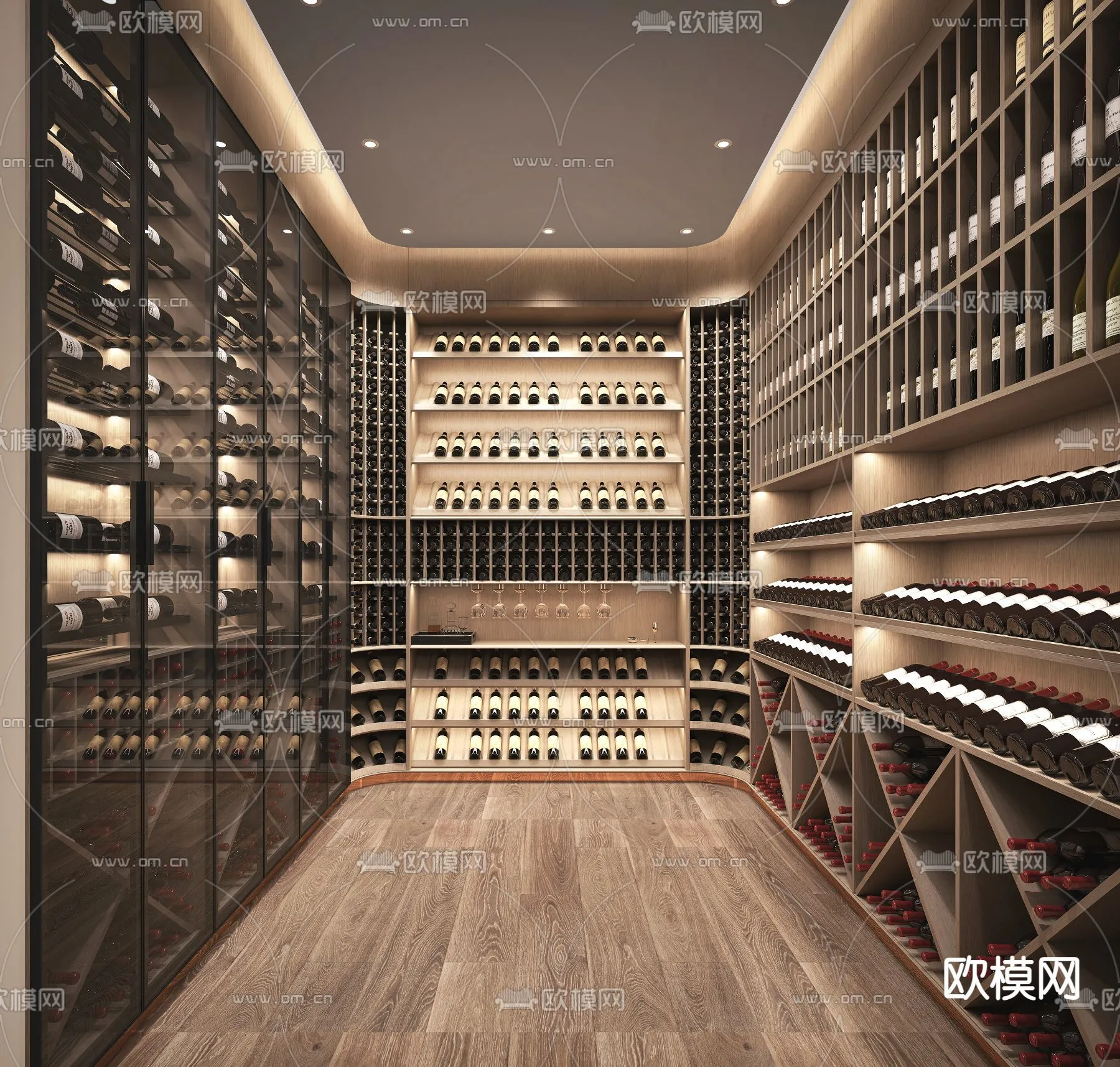 Wine Cellar 3D Model – Wine Cabinet – 021 – VRAY Render