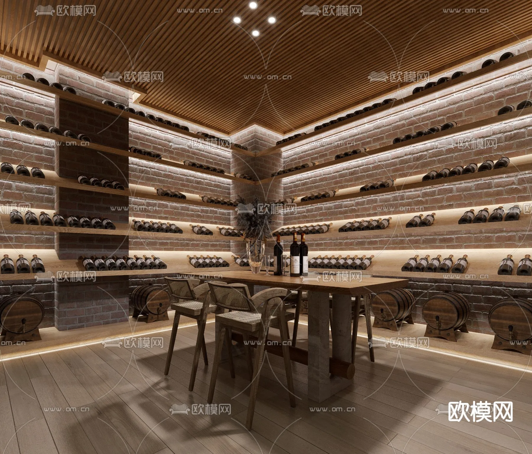 Wine Cellar 3D Model – Wine Cabinet – 023 – CORONA Render