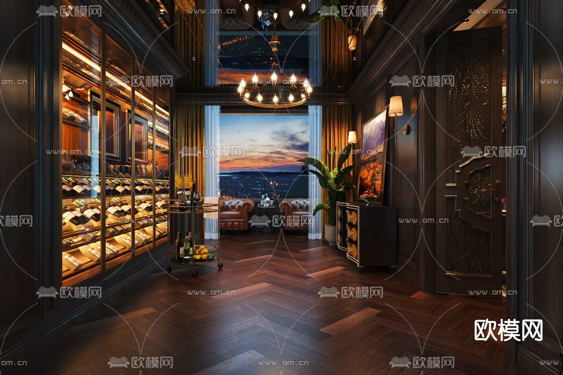 Wine Cellar 3D Model – Wine Cabinet – 024 – VRAY Render
