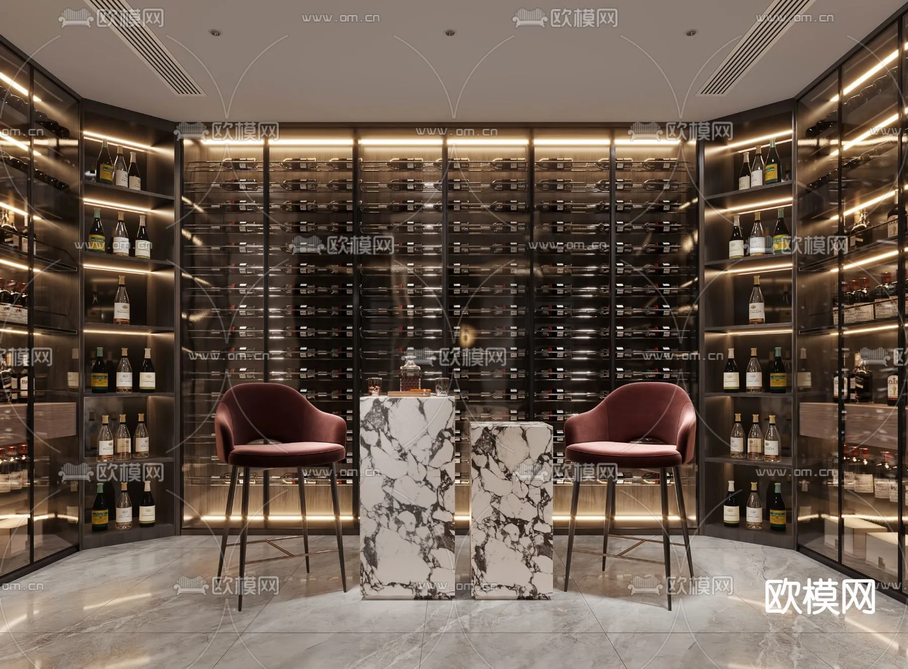 Wine Cellar 3D Model – Wine Cabinet – 025 – CORONA Render