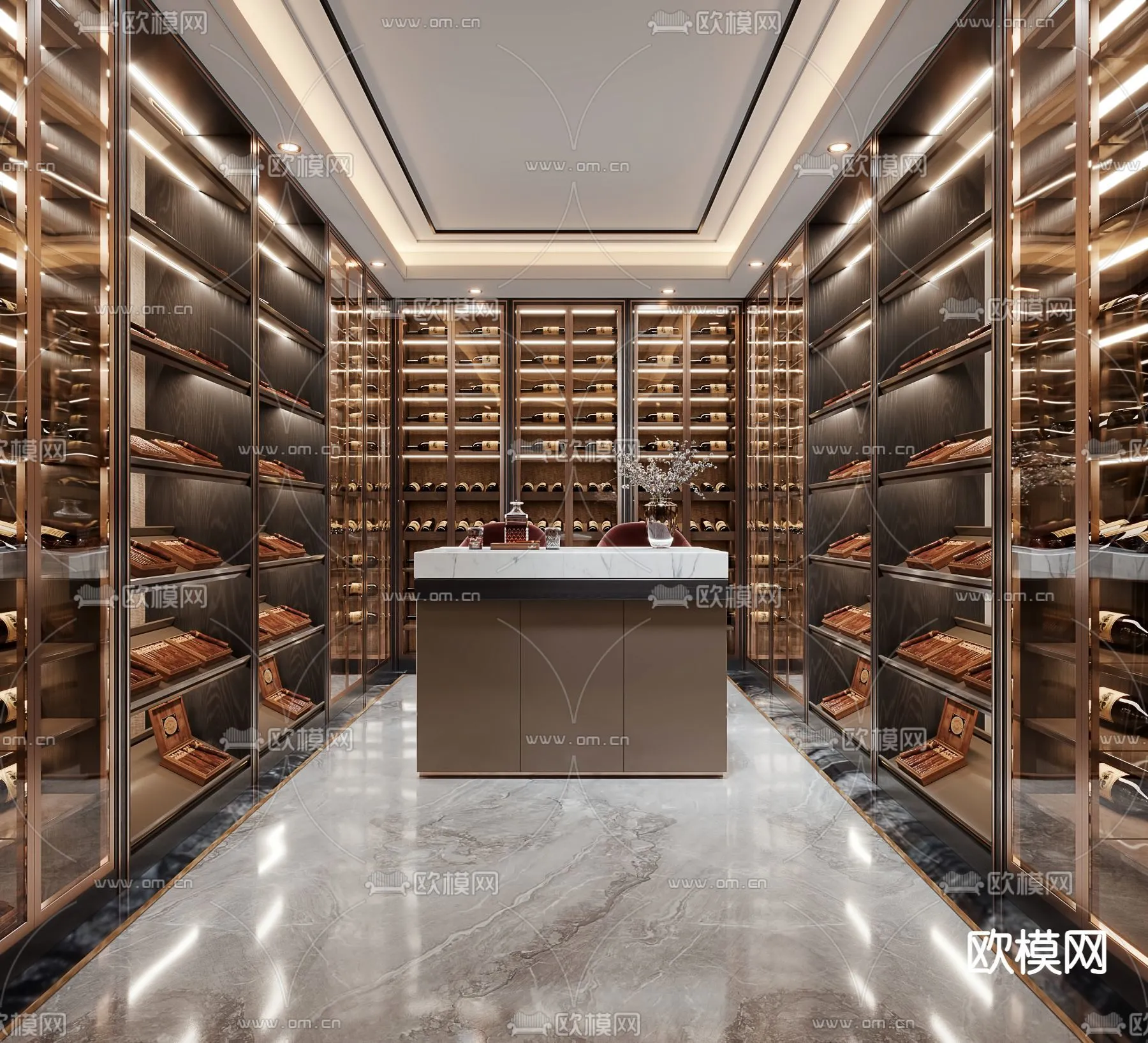 Wine Cellar 3D Model – Wine Cabinet – 026 – VRAY Render