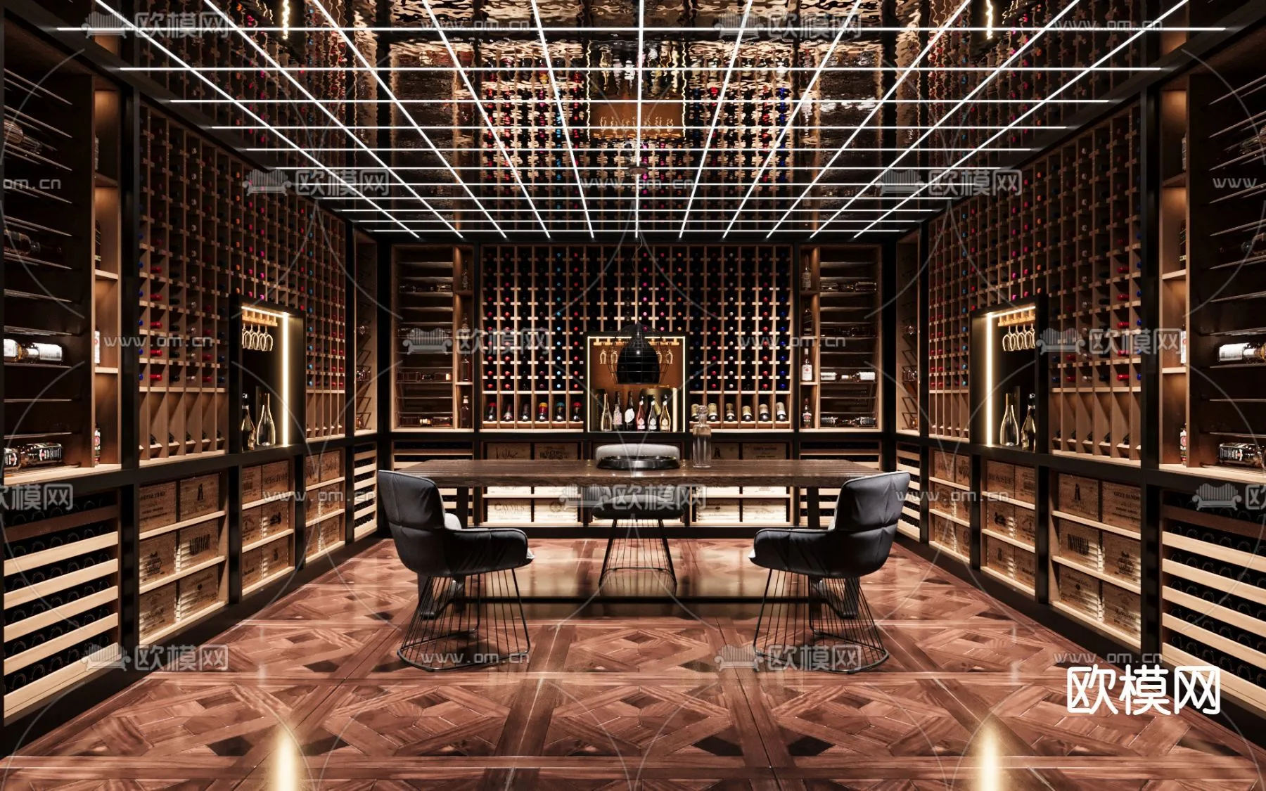 Wine Cellar 3D Model – Wine Cabinet – 027 – CORONA Render