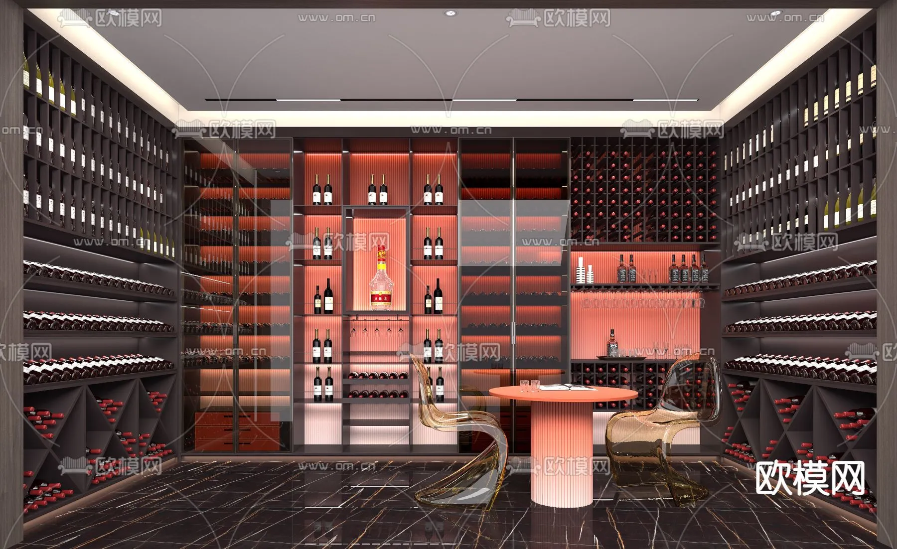 Wine Cellar 3D Model – Wine Cabinet – 028 – VRAY Render